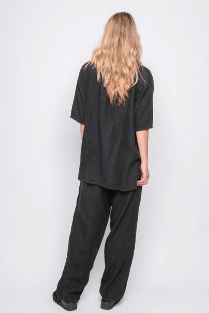 251.01.12 100% LINEN 100 BLACK